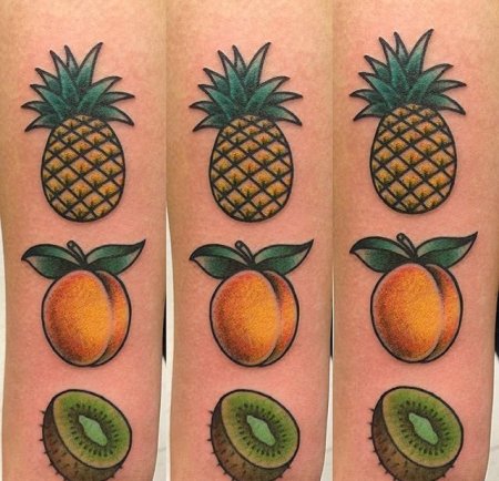 Тату киви мини черно белая фрукт