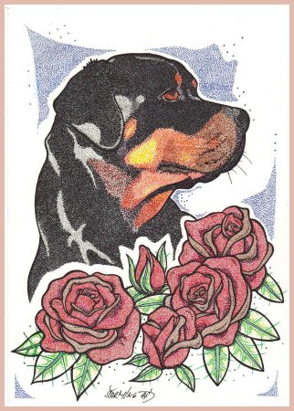 Тату ротвейлер эскизы цветные