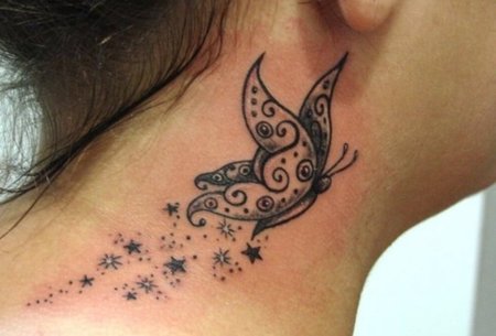 Картинки тату на шее для девушек