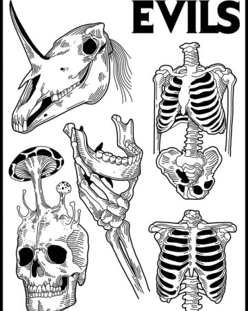 Тату эскизы черепа черно белые