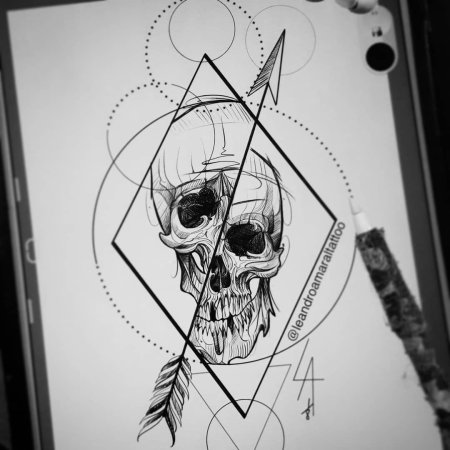 Череп чёрно белый