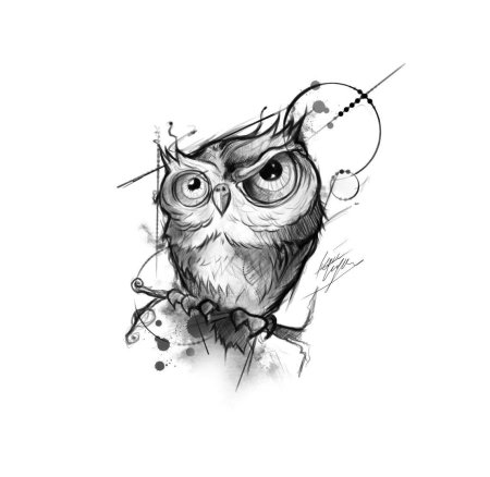 Татуировка Сова эскиз для девушек