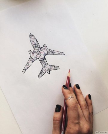 Тату самолет эскиз