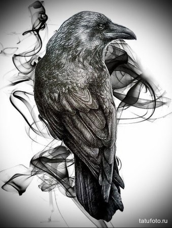Ворон эскиз тату дотворк