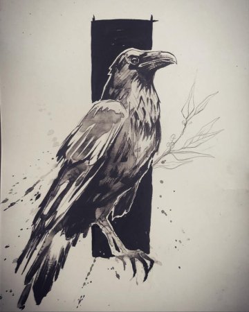 Ворон тату эскиз