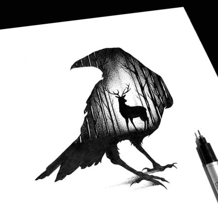 Тату ворона эскизы