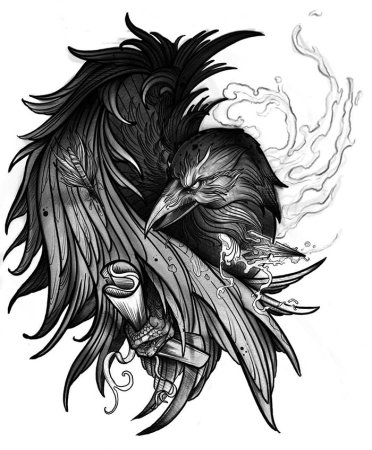 Хугин и Мунин тату на предплечье