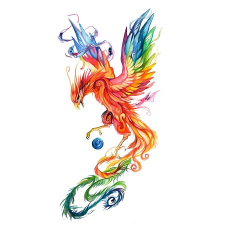 Птица Феникс акварель