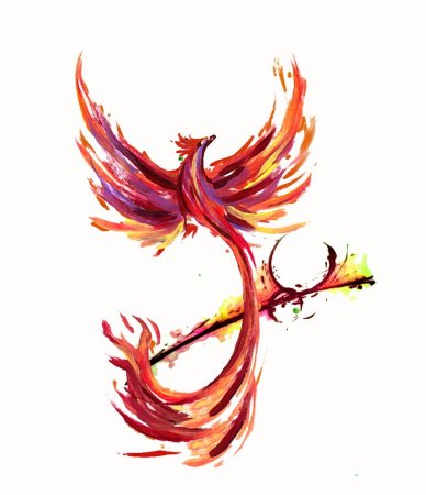 Птица Феникс тату эскизы цветные
