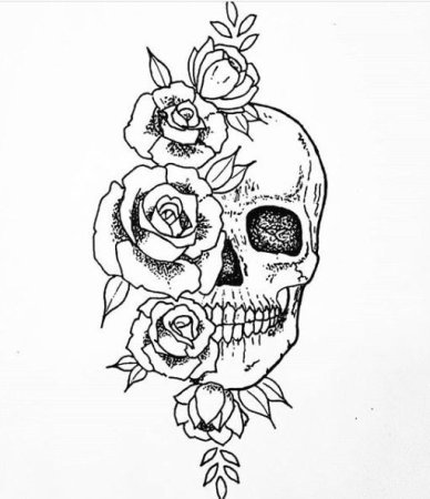 Тату череп с розой