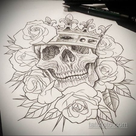 Эскизы тату череп с розой