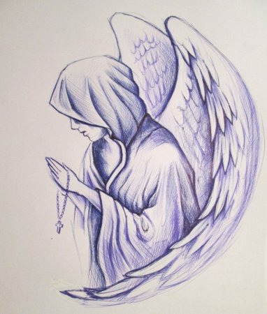 Рисунки ангелов карандашом