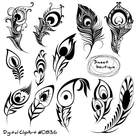 Татуировка перо павлина эскиз