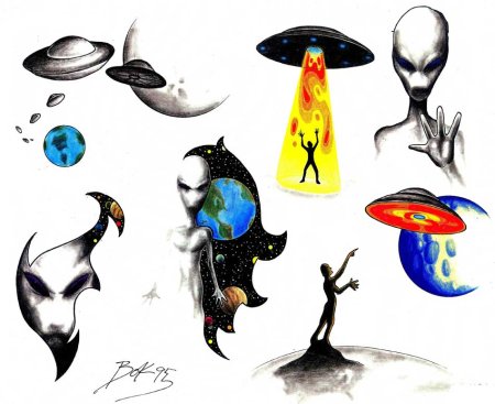 Тату НЛО эскиз