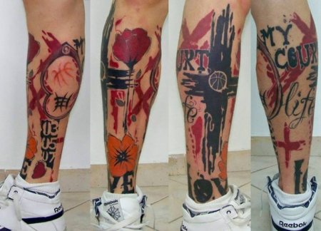 Тату на икре мужские цветные