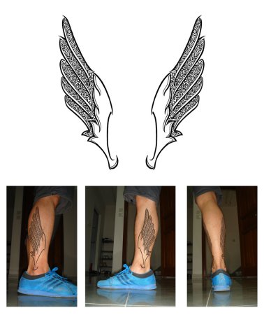 Тату Крылья на ноге