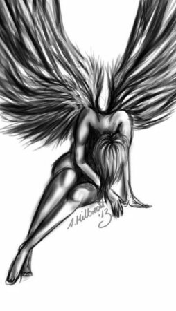 Девушка с крыльями эскиз
