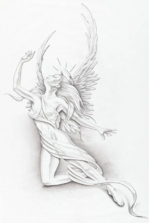 Рисунки ангелов карандашом