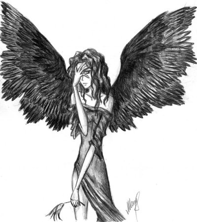 Девушка с крыльями набросок