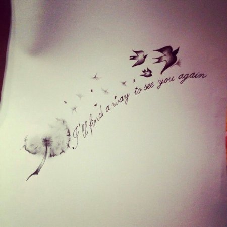 Тату на руке для девушек птицы с надписью