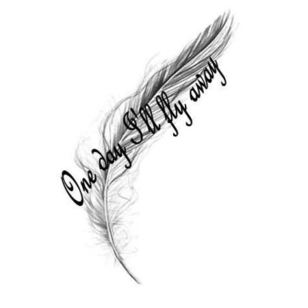 Тату перо с надписью
