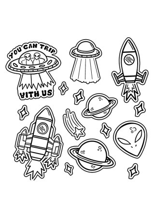 Наклейки черно белые с контуром