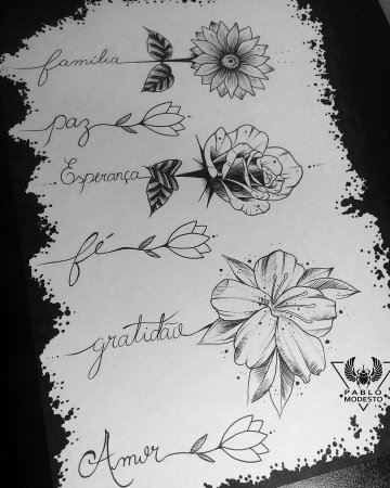 Эскиз цветов с надписью