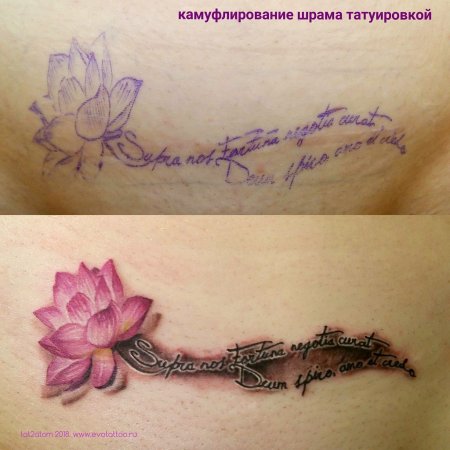 Тату надпись в цветах