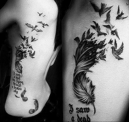 Татуировка птица черная