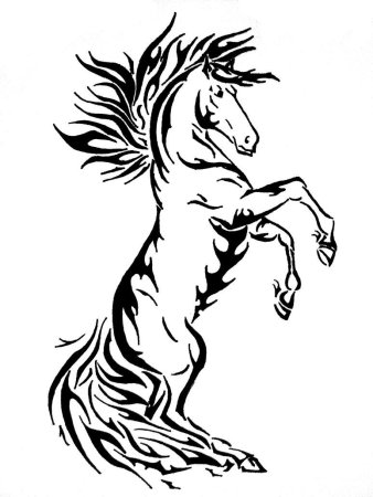 Лошадь на дыбах трафарет