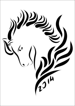 Трафарет тату лошади