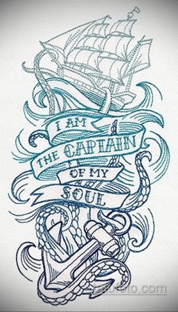 Тату череп с якорем