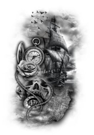 Тату пиратский корабль