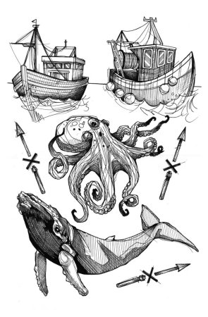 Маленькие тату с морской тематикой