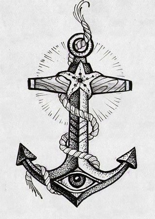 Татуировка акула и якорь