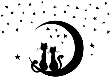Силуэт кошки на Луне