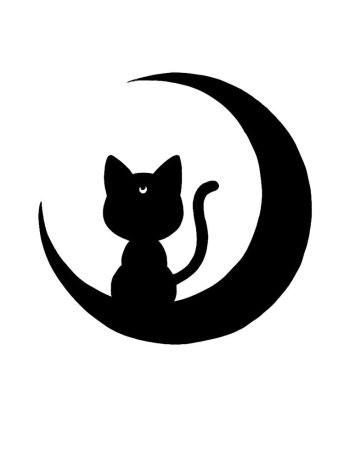 Трафарет котик на Луне