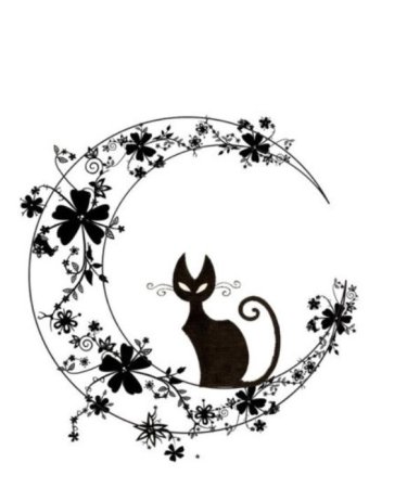 Силуэт кошки эскиз