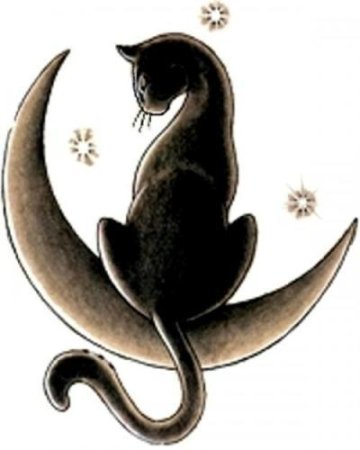 Кошка на месяце эскиз тату