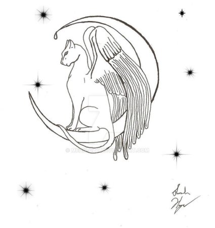 Кошка с крыльями эскиз