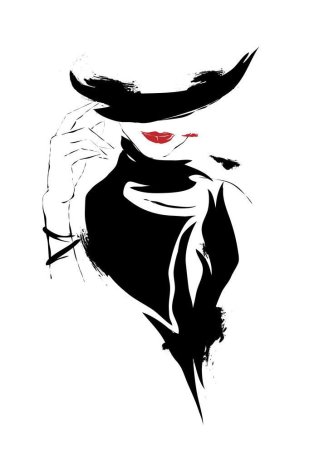 Дама в шляпе силуэт