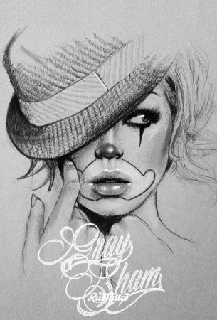 Тату девушка в шляпе