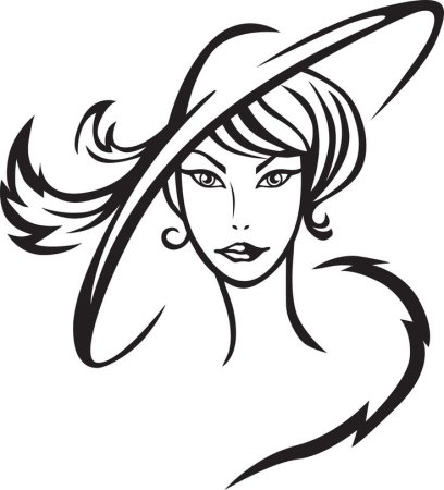 Стилизованное изображение женской головы в шляпе