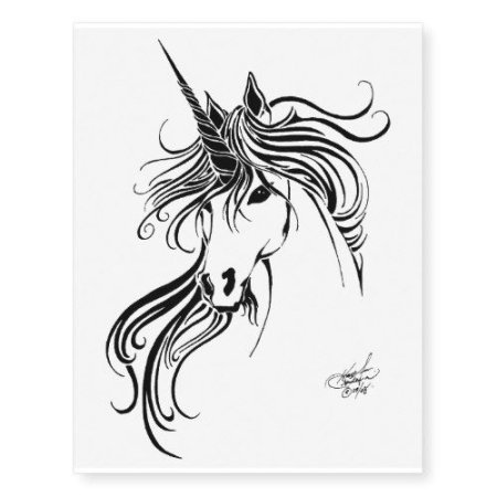Тату Единорог черно белое