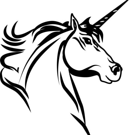 Тату Единорог черно белое