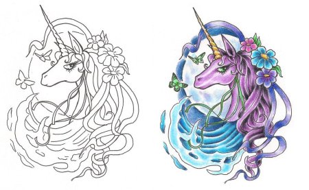 Тату Единорог эскизы