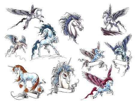 Маленькие рисунки для тату Единорог