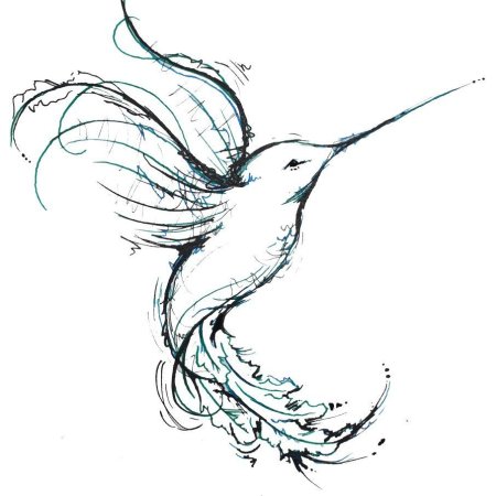 Птица Колибри тату эскиз