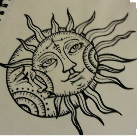Татуировка солнце и Луна эскизы