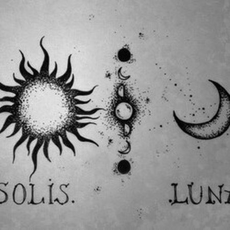 Мини тату солнце и Луна